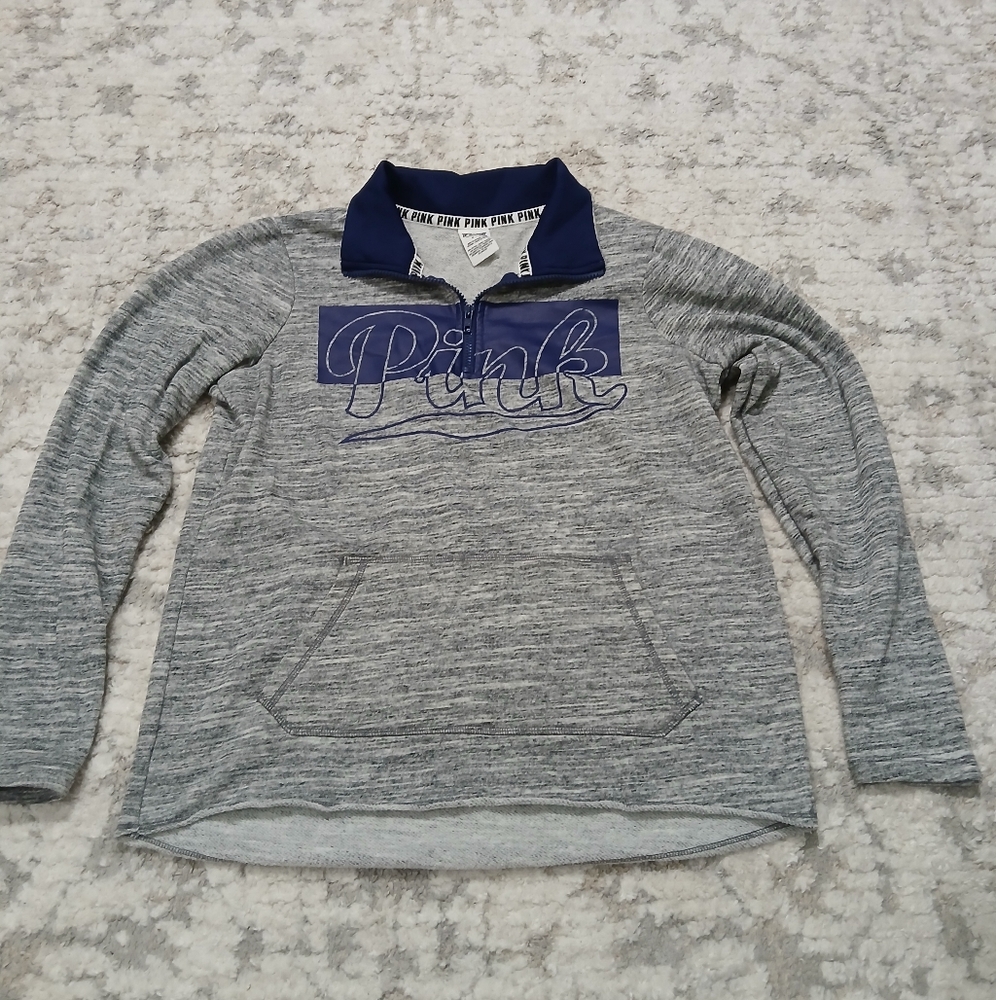 PINK Victorias Secret Womens Grey Quater Zip Jacket ~ Size S